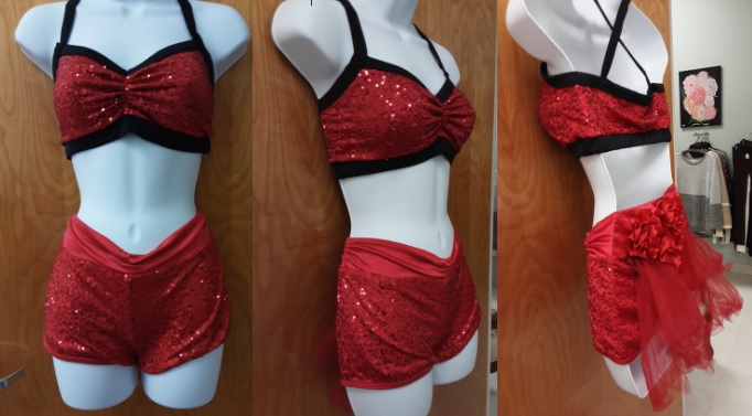 Red Full Sequin Fitness Performance Suit
